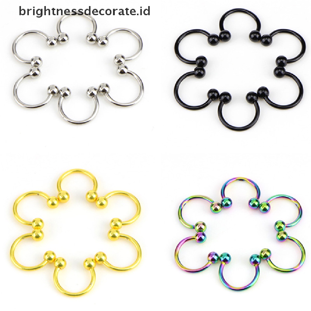 [Birth] 10pcs Stainless Steel Tapal Kuda Bar Bibir Hidung Septum Telinga Cincin Stud Set [ID]