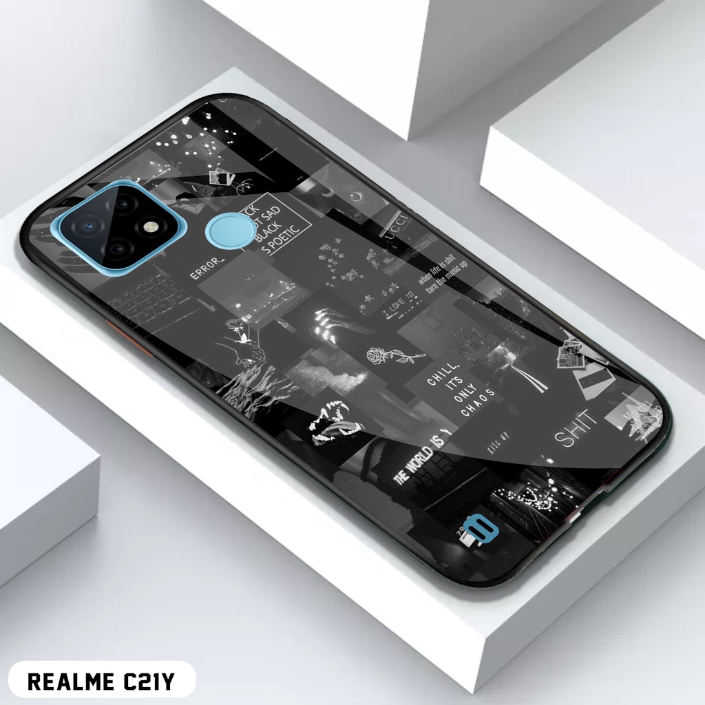 [COD]Promo Case Realme C21Y Casing Hp Motif Aesthetic Black Gambar Custom Desain Kekinian Aesthetic 
