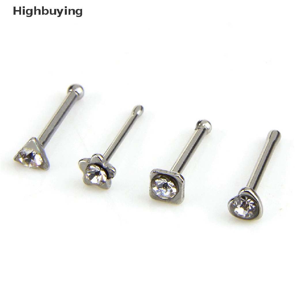 Hbid 14PCS/Set Stainless Steel Kristal Hidung Hoop Septum Cincin Tulang Studs Body Glory