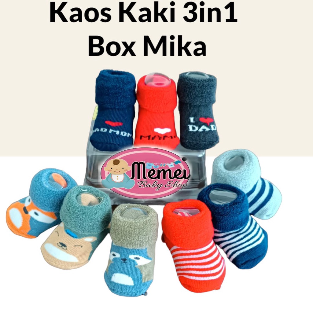 Kaos kaki bayi WINTEKU isi 3 pasang box mika murah berkualitas perlengkapan bayi lahir