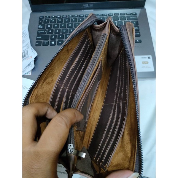 Cluth Handbag Kulit sapi asli free tambah nama dan logo