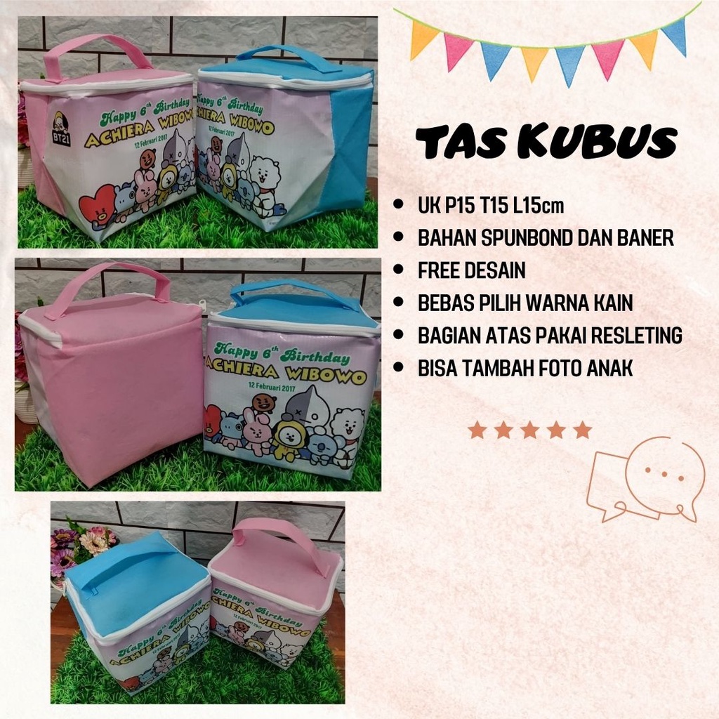 TAS SOUVENIR ULANG TAHUN / TAS ULTAH MODEL KUBUS / TAS KUBUS CUSTOM