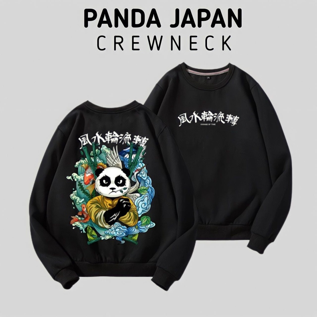 Sweater Crewneck Japan Distro Kekinian Tulisan Jepang Crewnek Pria Wanita Bahan Tebal Suiter Cowok C