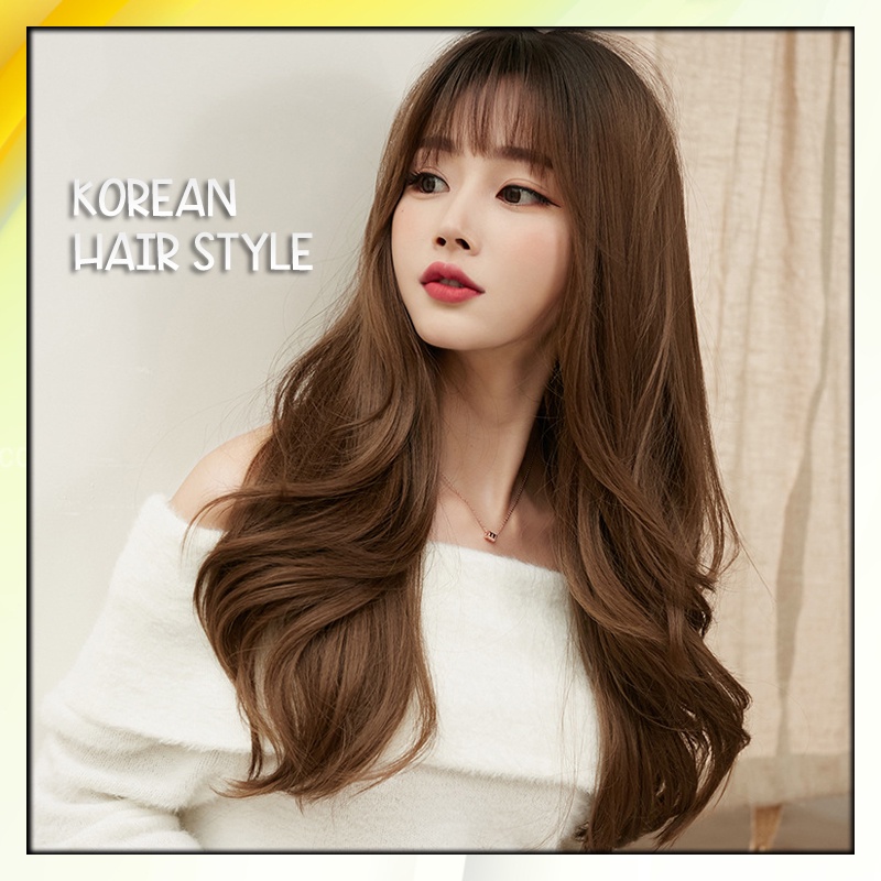 Wig Full Lace Long Curly Rambut Palsu Natural Hair Import Korean style Ladies Bahan Berkualitas