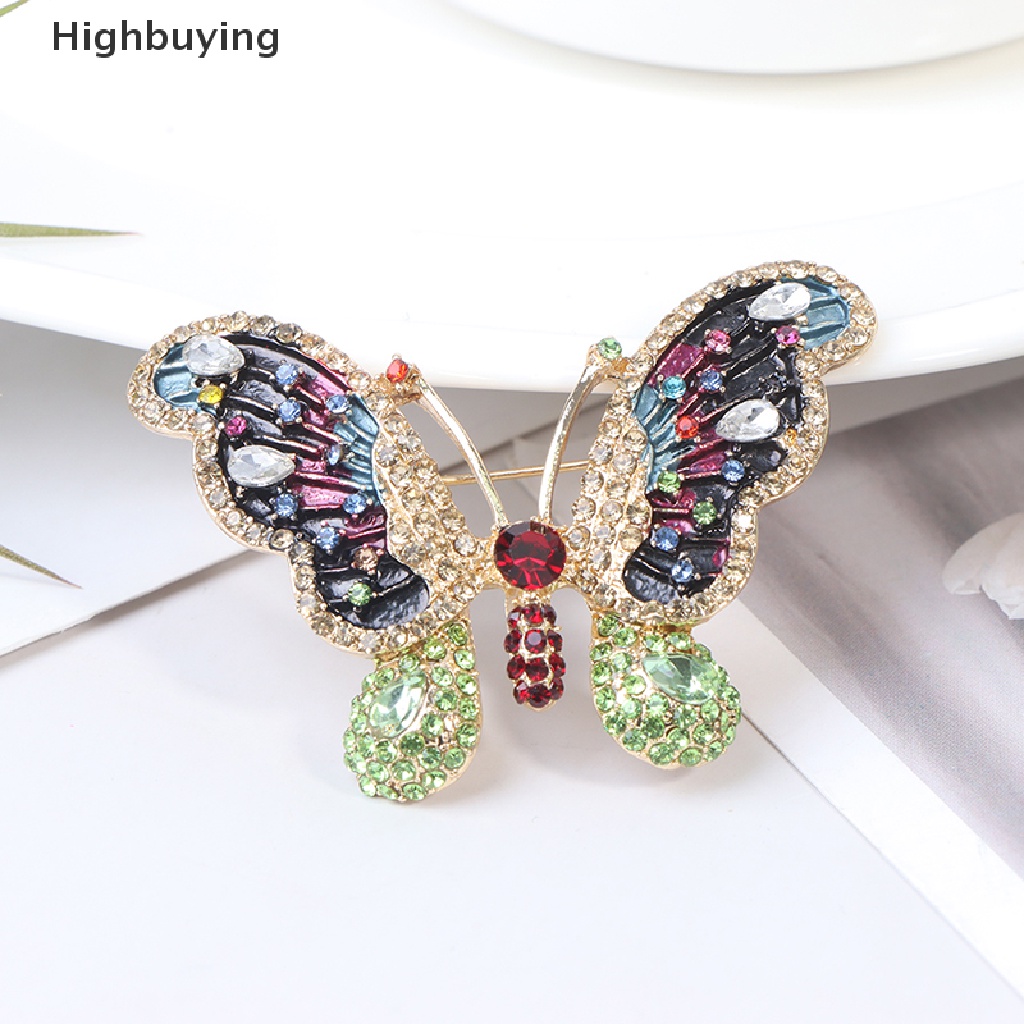 Hbid 1PC Elegan Pesona Kupu-Kupu Bros Wanita Berlian Imitasi Besar Butterfly Pins Glory