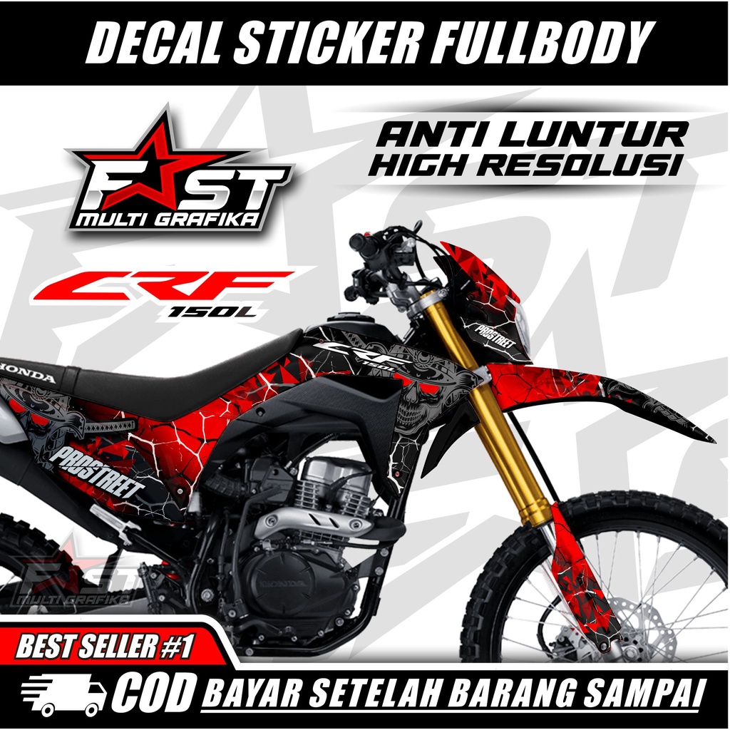 BISA COD DECAL CRF 150 L SUPERMOTO FULL BODY HITAM SUPER GLOSSY DOFF DESAIN SAMURAI
