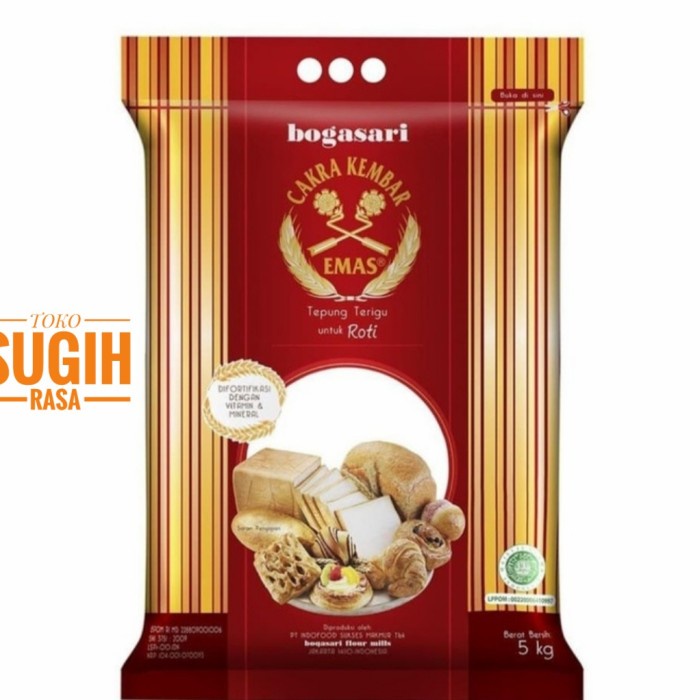 

Tepung Cakra Kembar Emas Tepung Terigu untuk Roti 5kg
