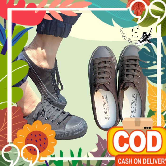 Buat Imlek Baru / CYS Sepatu Sneakers Wanita Pria Sepatu Kasual Kanvas Hitam Polos Sepatu Sekolah Ce