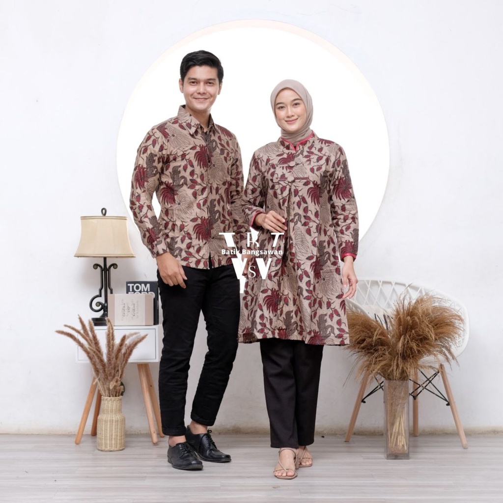 Batik Couple Modern Atasan Tunik Batik Kerja Kantor Wanita Seragam Batik Tunik Couple