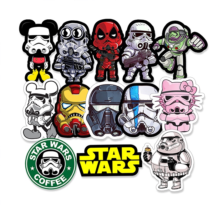 

13 Pcs Stiker Set Star Wars Stormtrooper Pcs Bahan Vinil Tahan Air Waterproof