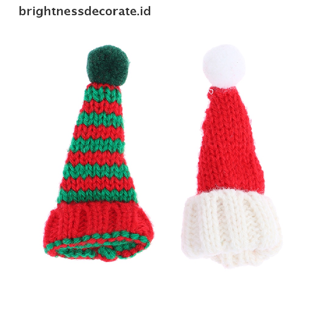 [Birth] 2pcs Topi Natal Boneka Mini Syal Rajut Baju Mini Anak Xmas Ornamen [ID]