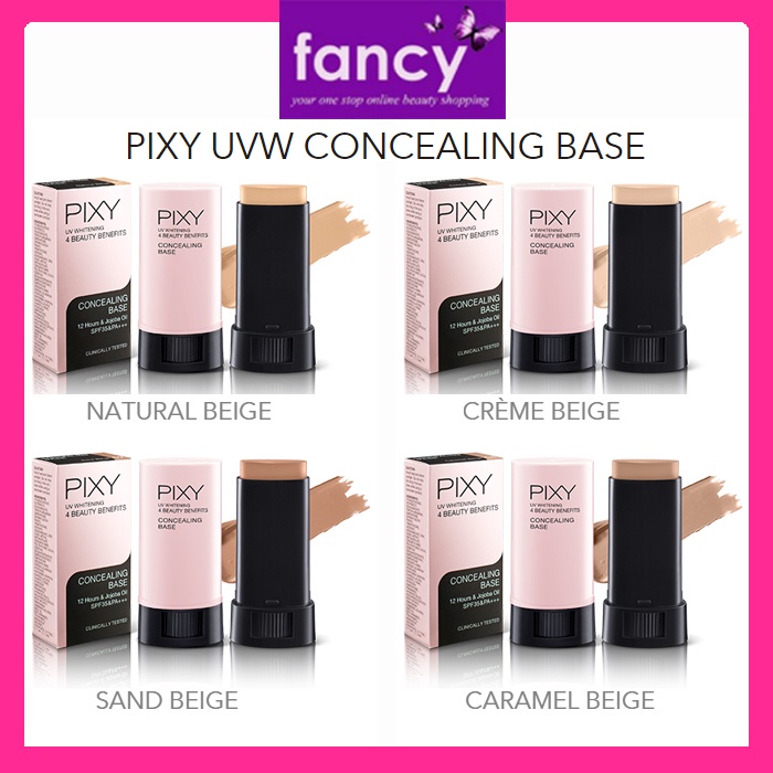 PIXY Concealing Base 9GR | Stick Foundation | Stik Concealer | 01 Natural Beige | 02 Sand Beige | 03 Creme Beige | 04 Caramel Beige | UV Whitening