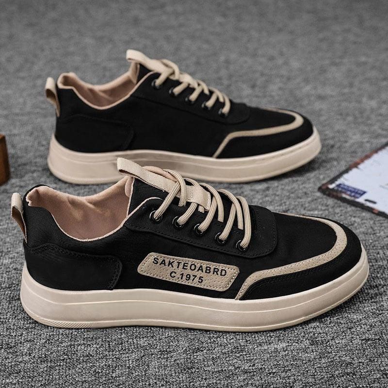 Sepatu Sneakers Pria Dan Wanita Keren Skateboard C-1975-Hitam Krem