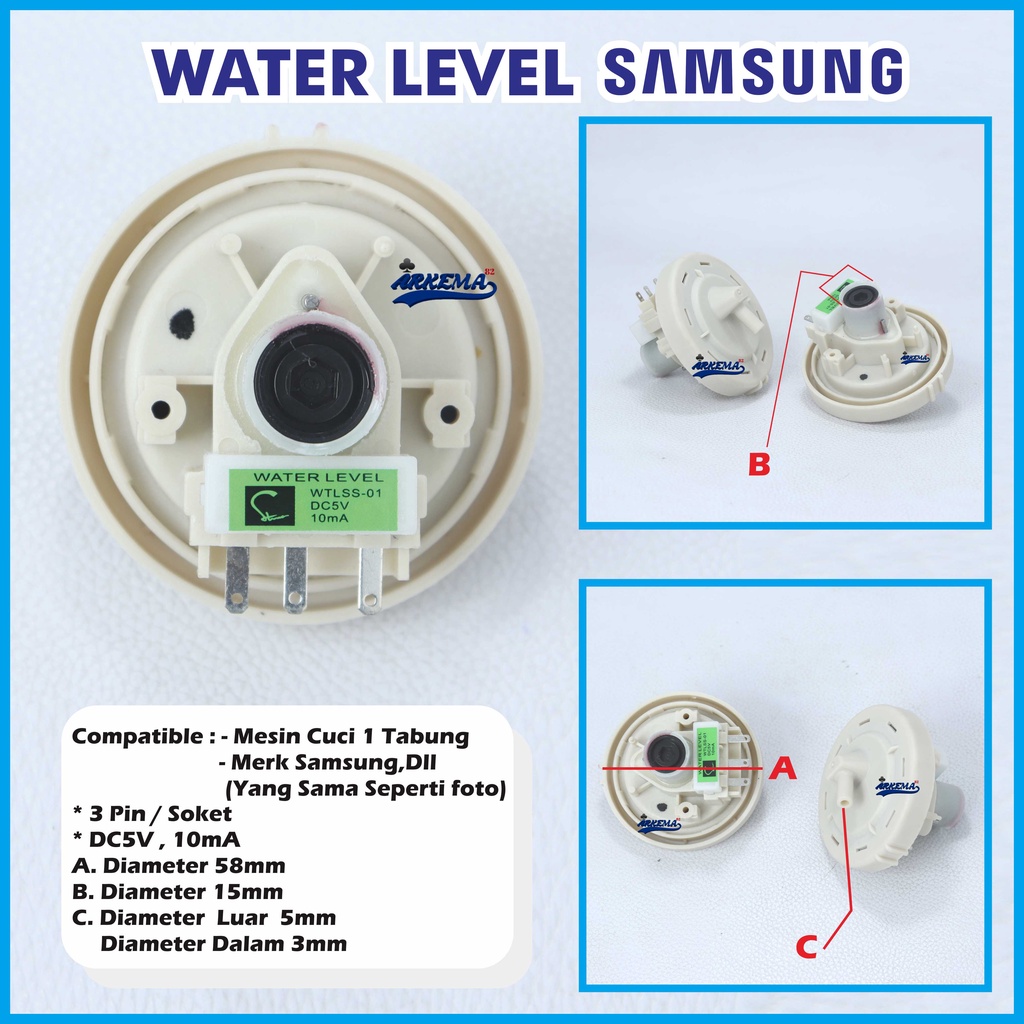 WATER LEVEL SAMSUNG UNIVERSAL | SWITCH SENSOR AIR MESIN CUCI 1 TABUNG SAMSUNG