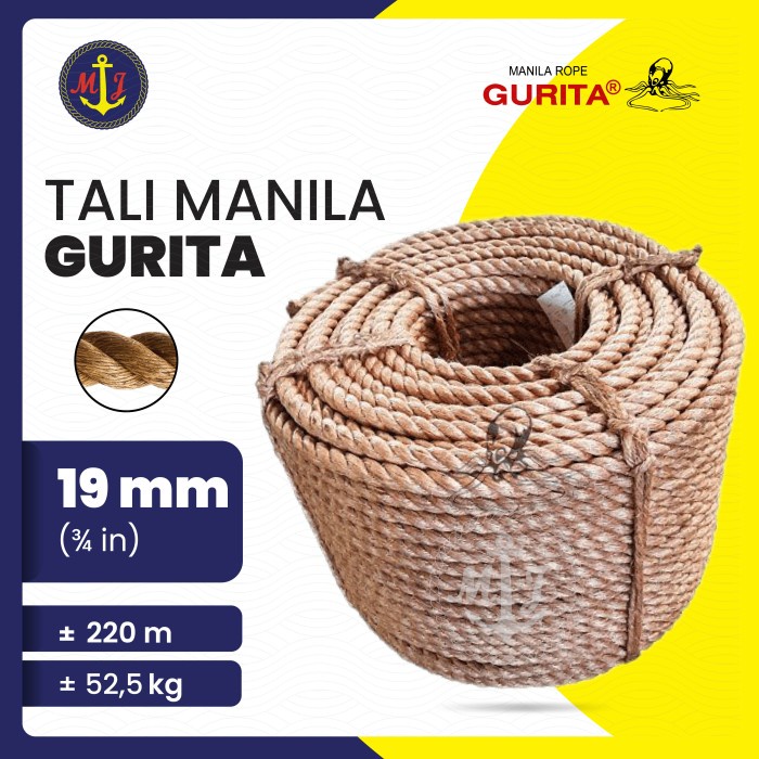 TALI MANILA GURITA 19 MM // TALI TAMBANG MANILA ROPE