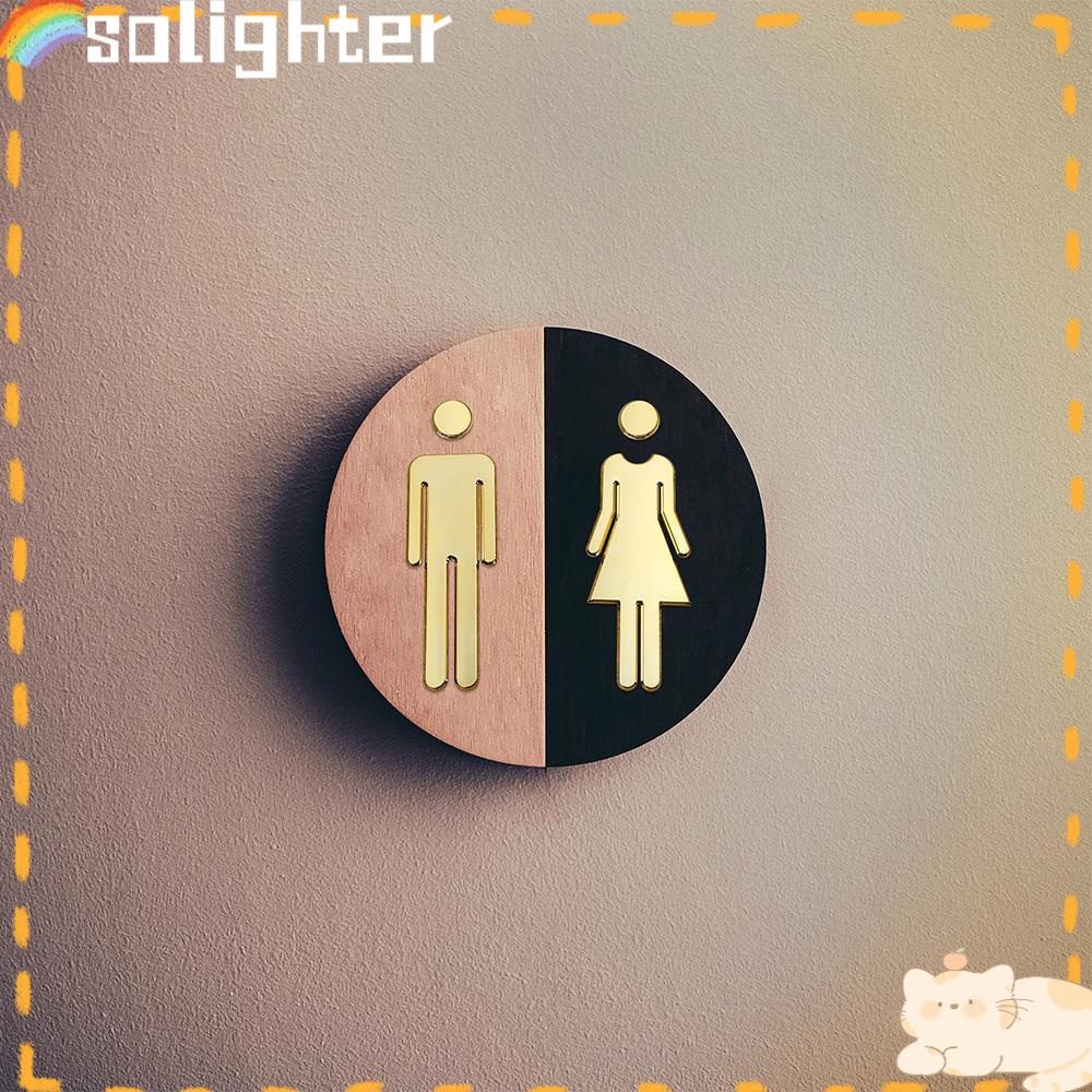 Solighter 3D Toilet Sign Prompt Aksesoris Perekat Diri Kamar Mandi Restroom Toilet DIY Pintu Plakat