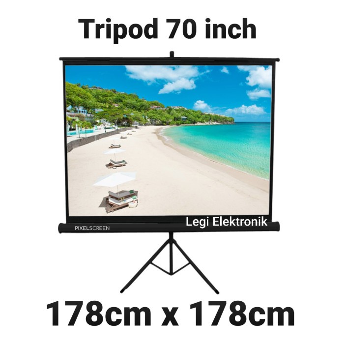 Layar Screen Projector Pixel Tripod 70" - Layar Proyektor Pixel Tripot 70In