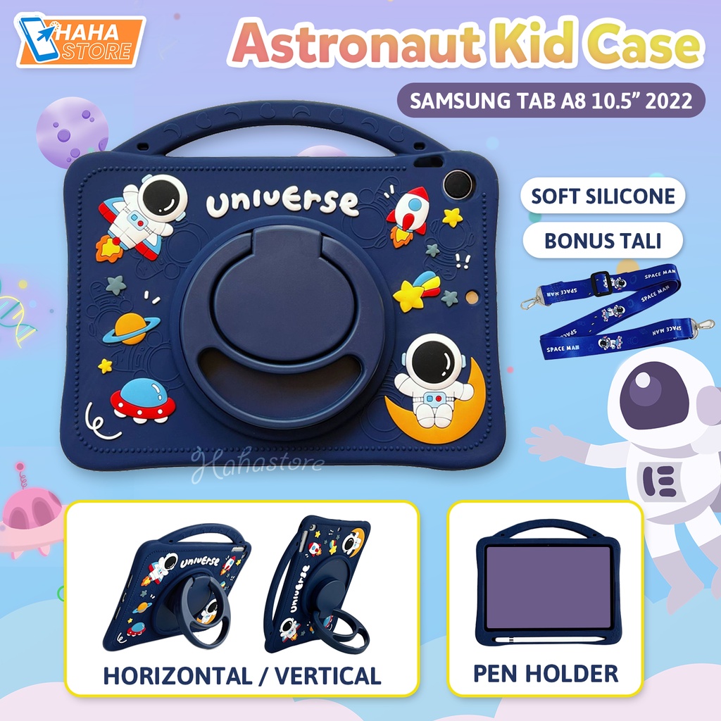 Samsung Galaxy Tab A8 10.5 inch 2022 SM X205 X200 Softcase Kartun Anak Case Astronot Slot Pencil Cas