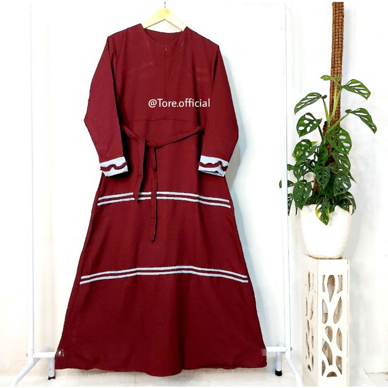 ARABIAN GAMIS DRESS BUSANA SYARI MOSCREPE LIST RENDA MUSLIM WANITA