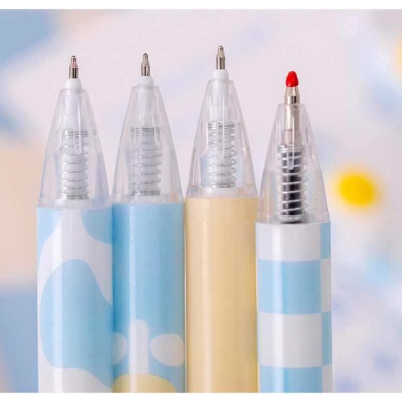 0.7mm Siswa Menulis Alat Tulis Kreatif Pena Netral Hitam Fountain Pen Ditarik Gel Pena Lucu Kartun Telur Keju Press Pen Perlengkapan Kantor Sekolah