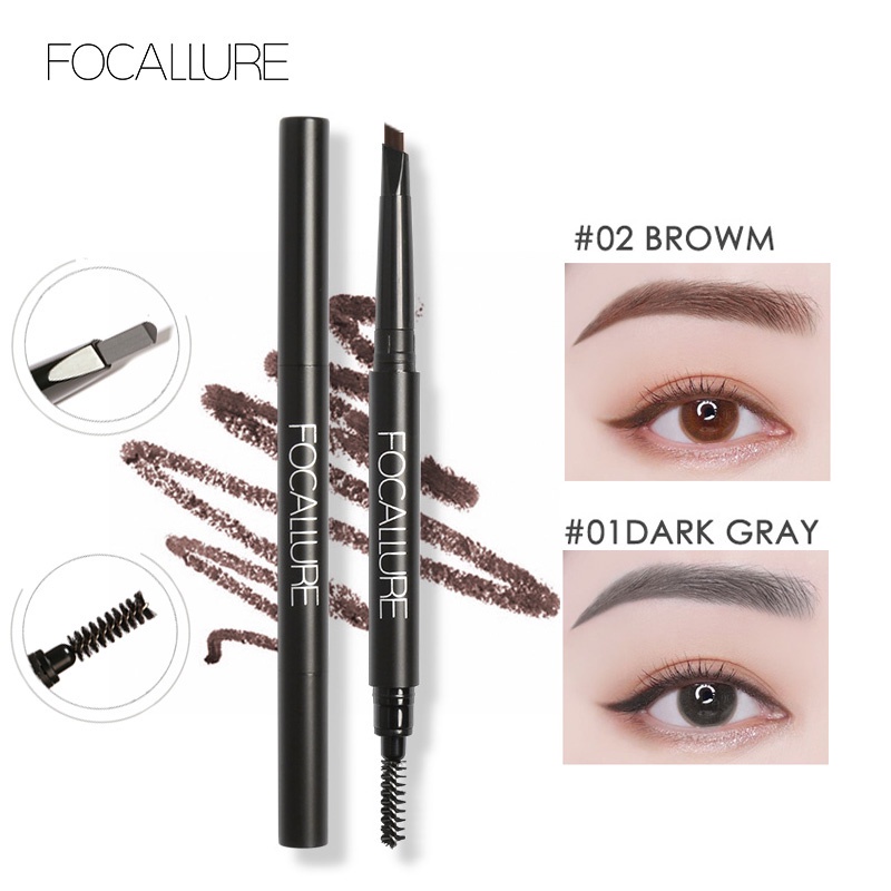 FOCALLURE 3PCS Eye Makeup Kit Waterproof Long-lasting Eyebrow + 2 in 1 Mascara &amp; Eyeliner+ Eyebrow soap