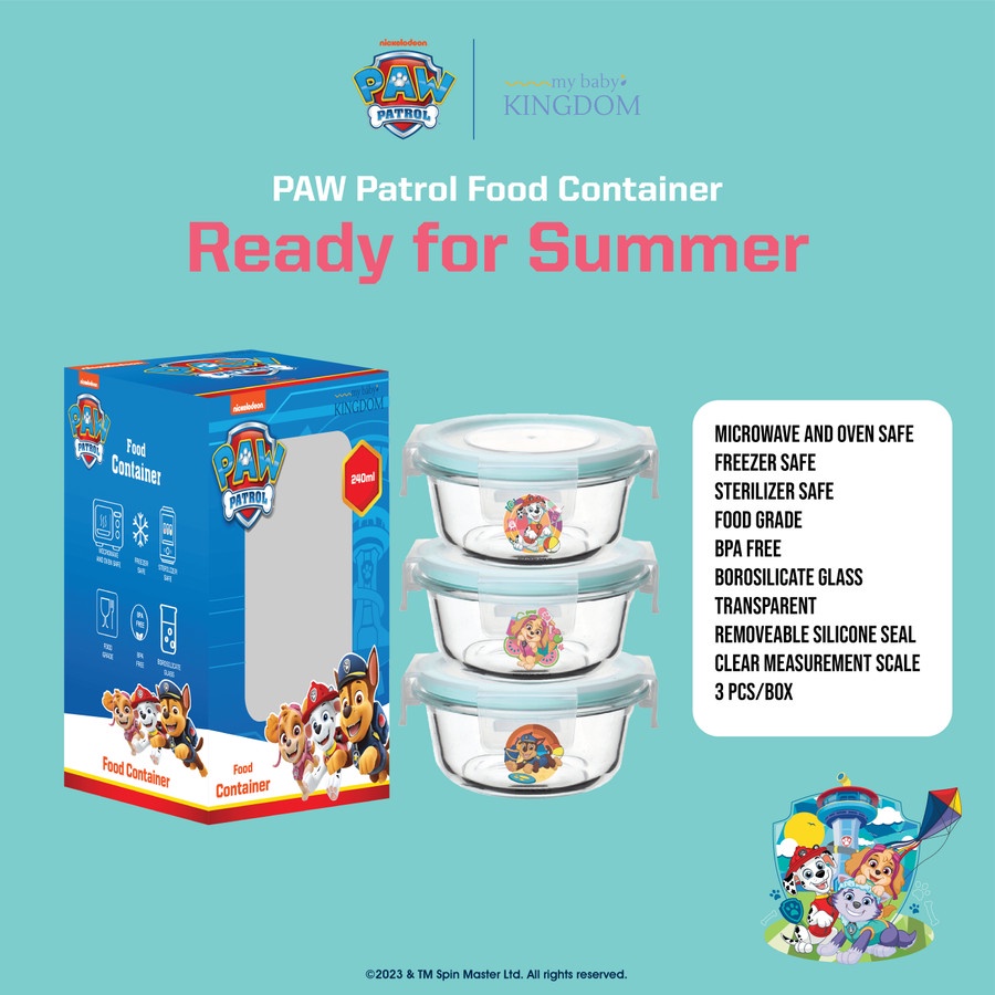 My Baby Kingdom PAW Patrol Glass Container/ Wadah Mpasi