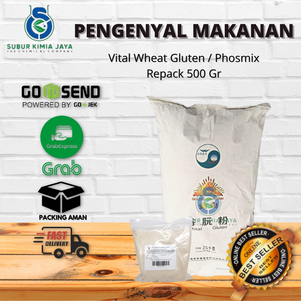 

Vital Wheat Gluten Ex Yihai Kerry / Pengenyal Makanan / Phosmix / Tepung Gandum / Tepung Protein 500 Gr