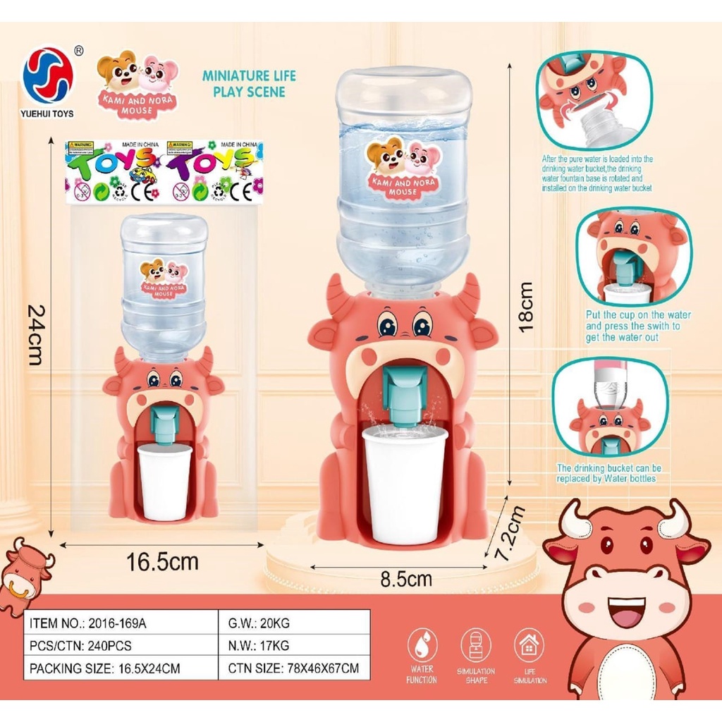 Dispenser Mini Galon Portable Anak Air Minum/Bermacam Karakter 18x8.5x7.3 cm DISPENSER AIR GALON MINI MAINAN ANAK ANAK KARAKTER LUCU