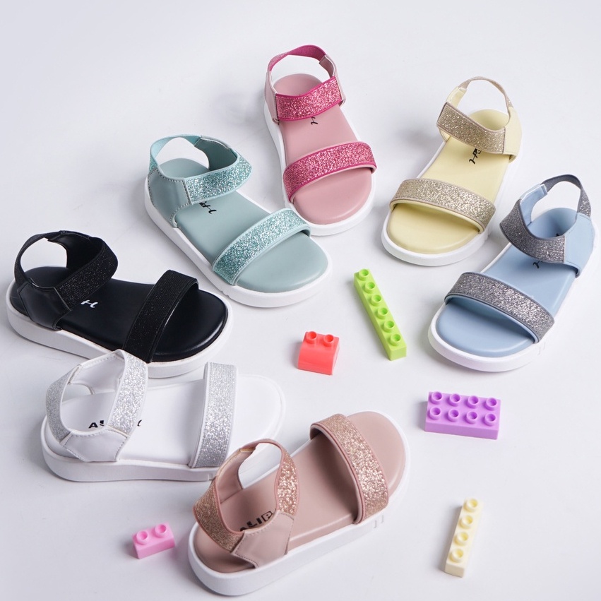 SARASARA YUK - KAREN ALIPH Sandal Tali Anak Perempuan Usia 2 sampai 10 Tahun Sendal Anak cewek Wedges Tali Cewek Empuk Warna Black cewe Slop Usia Umur 3 4 5 6 7 8 9 thn Tahun Premium Ori Original Mall Official Store