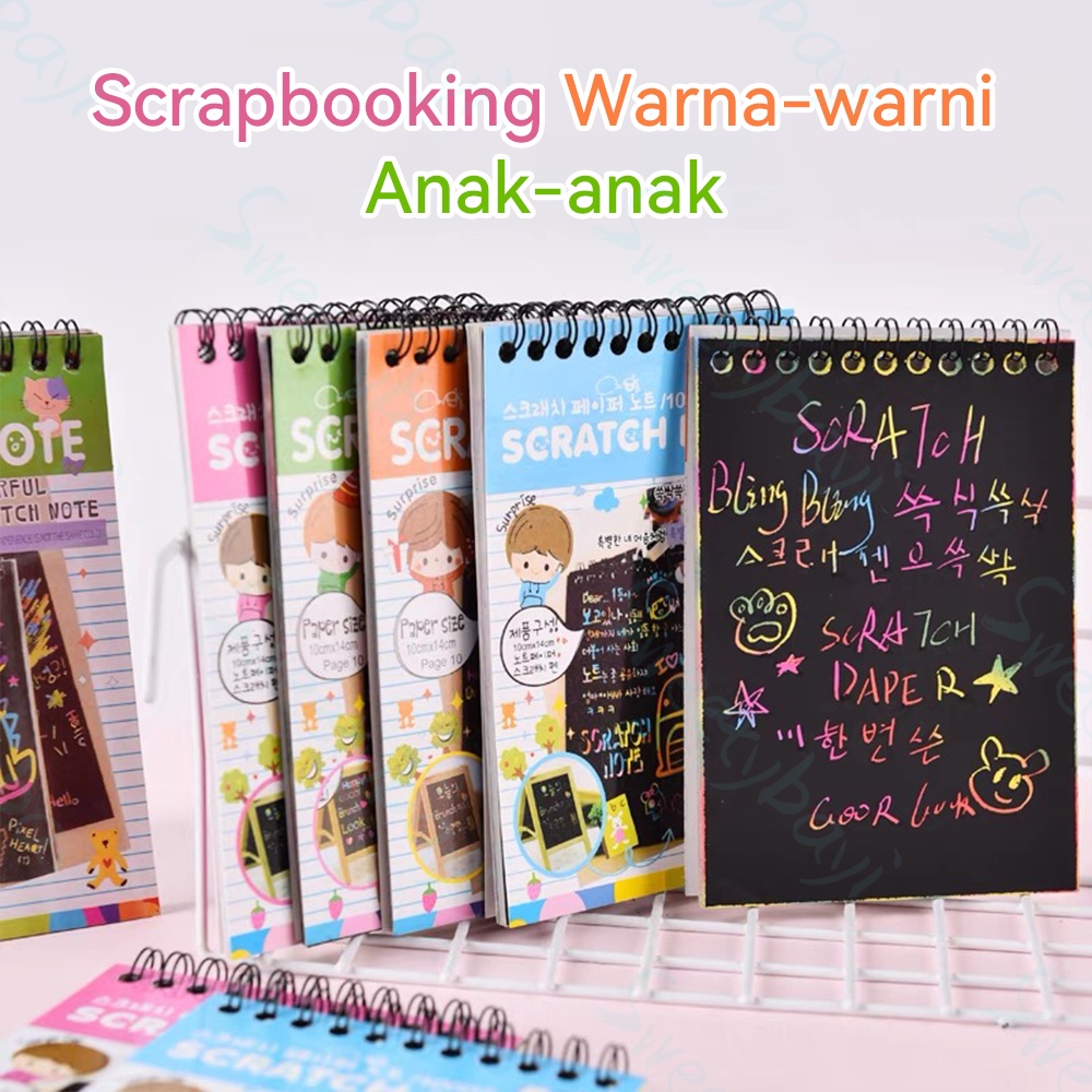 SweetyBayi Scratch note kecil Buku magic warna colourful Scratch note kecil Mainan edukasi Black cardboard