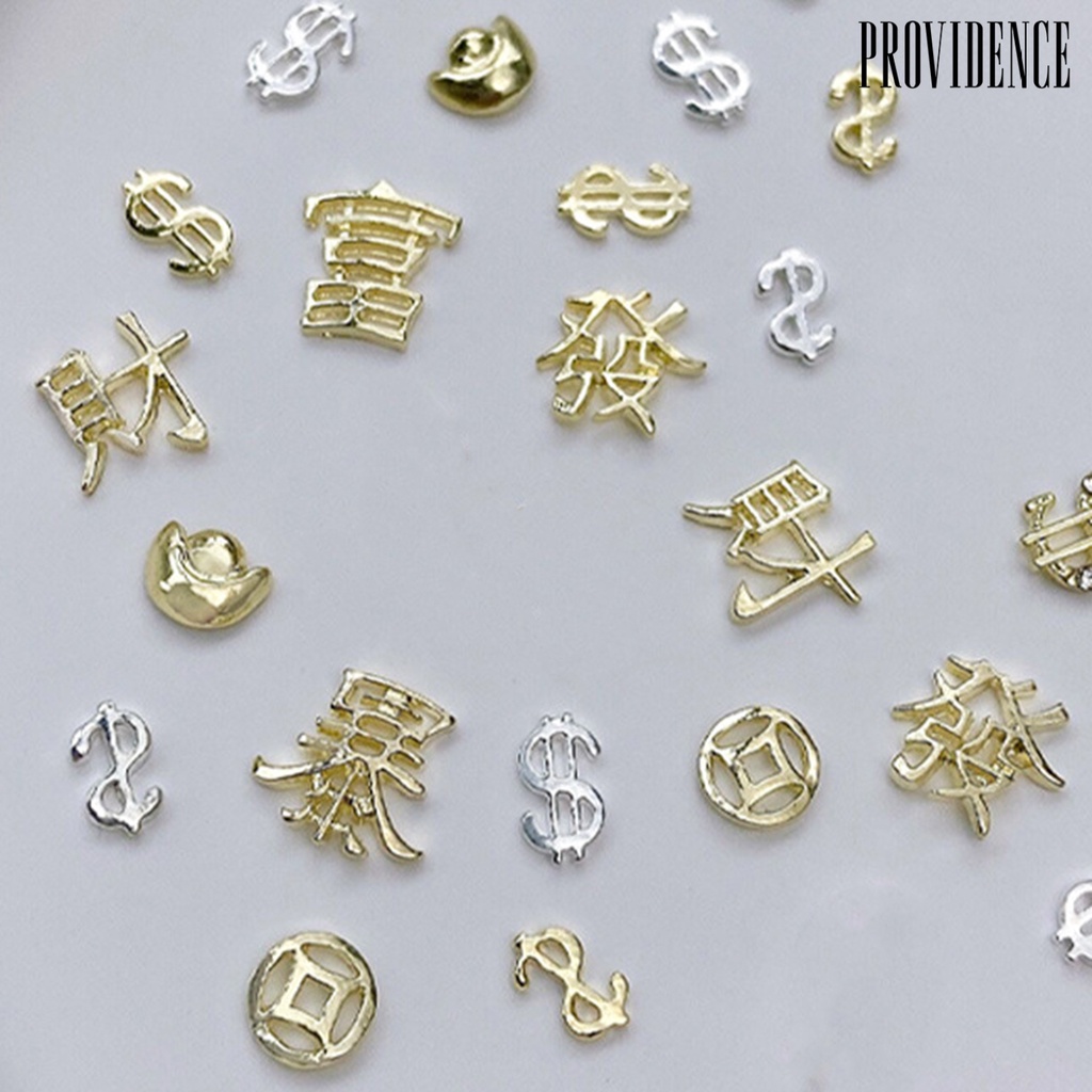 Providence 20Pcs Manicure Decors Shining Easy Paste Indah Indah Indah Umur Panjang Umur DIY Nail Art Alloy Kekayaan Keberuntungan Kuku Berlian Imitasi Aksesoris Toko Manicure