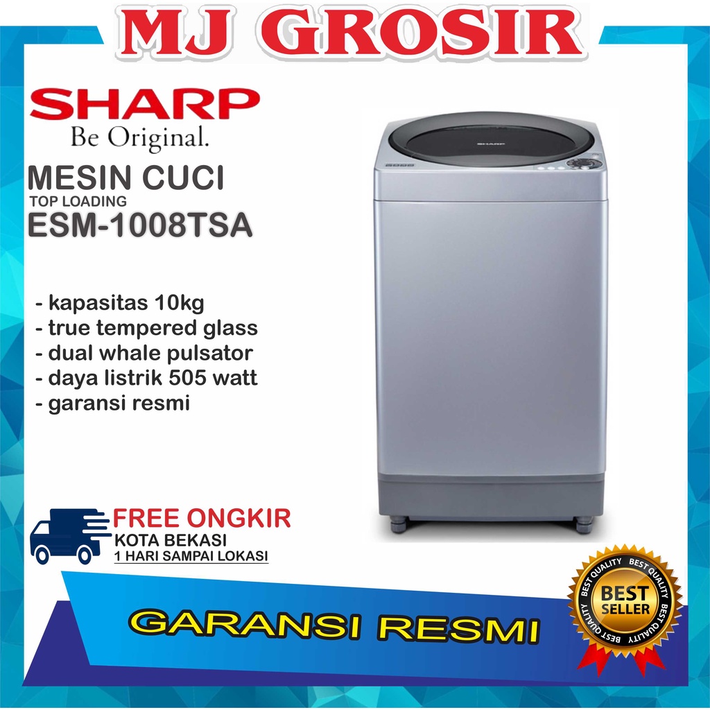 MESIN CUCI 1 TABUNG SHARP ESM 1008 TSA 1008TSA TOP LOADING 10 KG