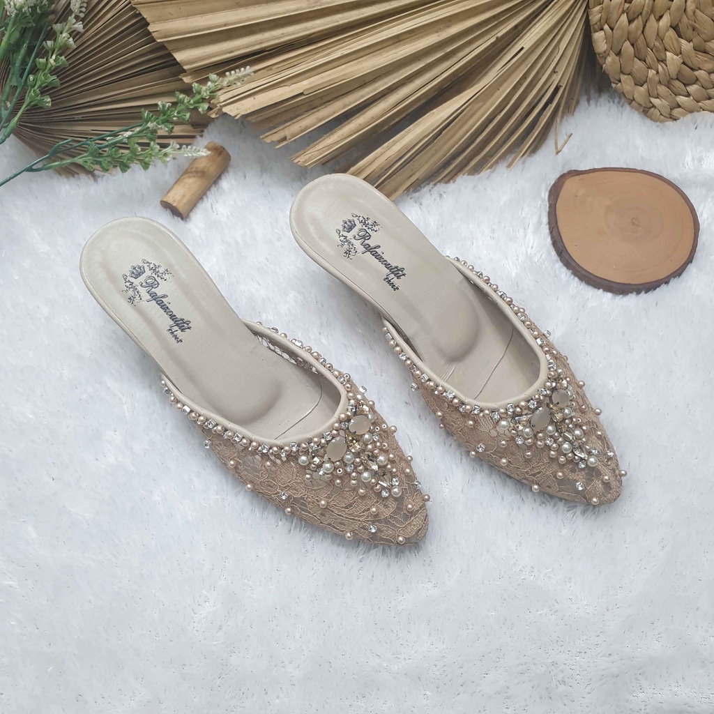 sepatu wedding pesta cantik Diandra nude hak 5cm runcing