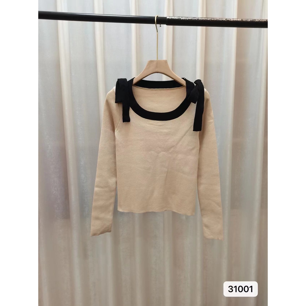 Regina Blouse Ribbon Knit - Sweater Blouse Rajut - Atasan Wanita Import TM (31001)