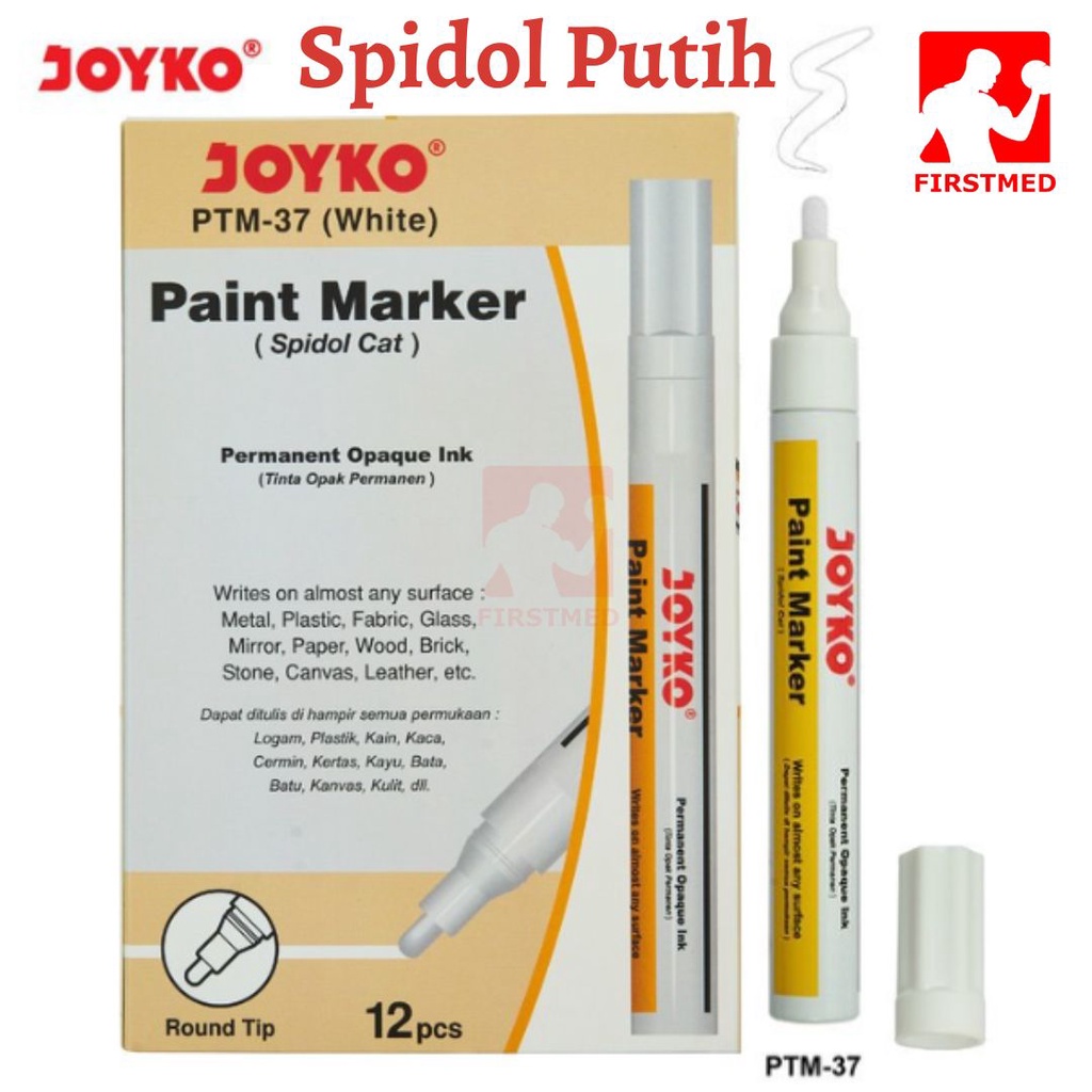 

SPIDOL PUTIH MARKER PUTIH SPIDOL TINTA PUTIH Joyko WHITE Marker Spidol Permanen Warna PUTIH