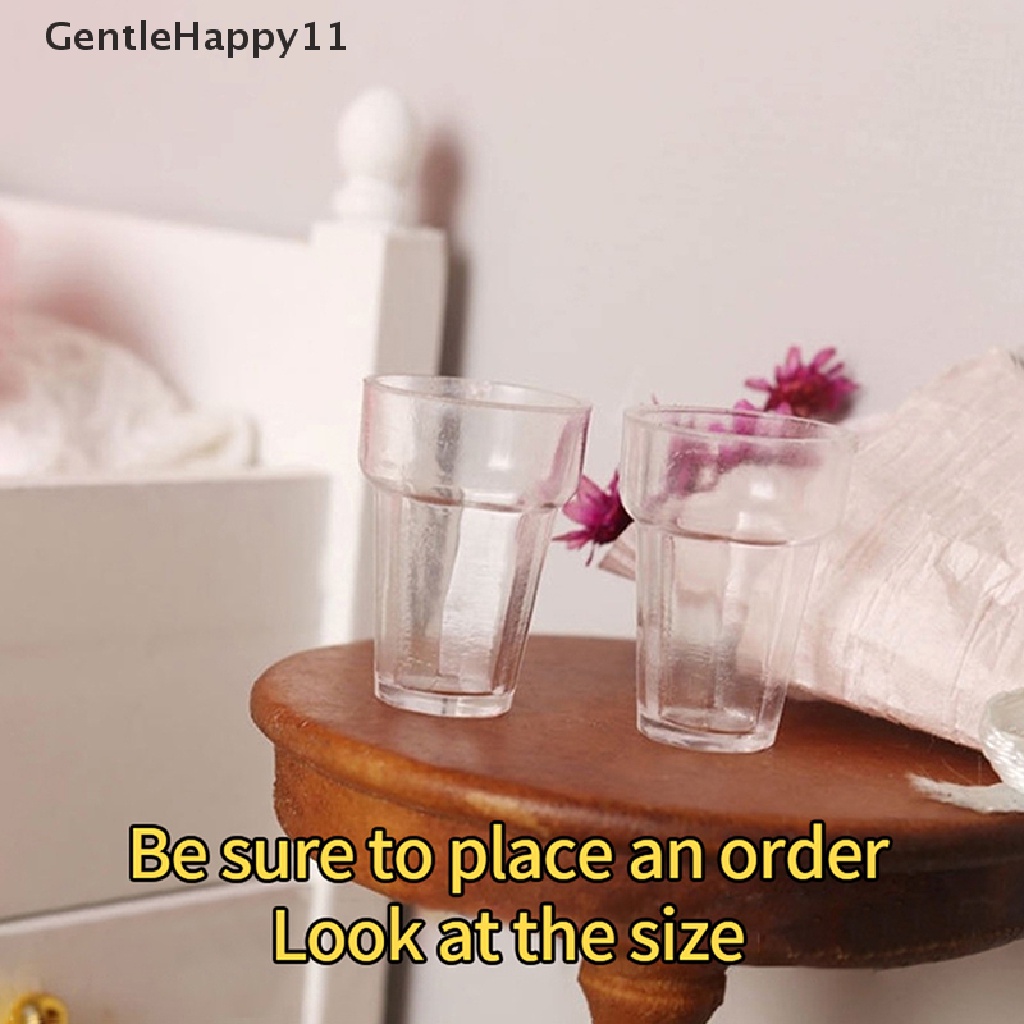 Gentlehappy 4Pcs 1: 12rumah Boneka Miniatur Transparan Cangkir Air Gelas Es Krim Model Cangkir Kosong Dapur Dekorasi Rumah Bermain Rumah Mainan id