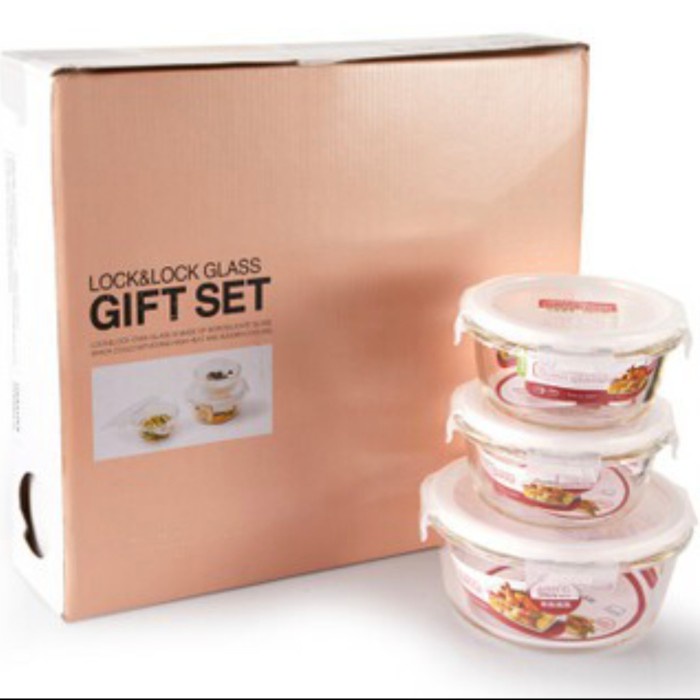 Lunch Box Lock N Lock Oven Glass Lock Gift Set 3 Pcs Llg855Sp3
