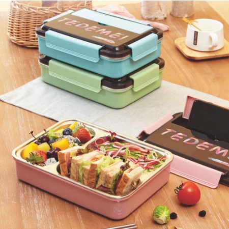 DEOSOFFICIAL -- KOTAK MAKAN STAINLESS STEEL LUNCH BOX + CHOPSTICKS TEDEMEI TERBARU KODE 6592