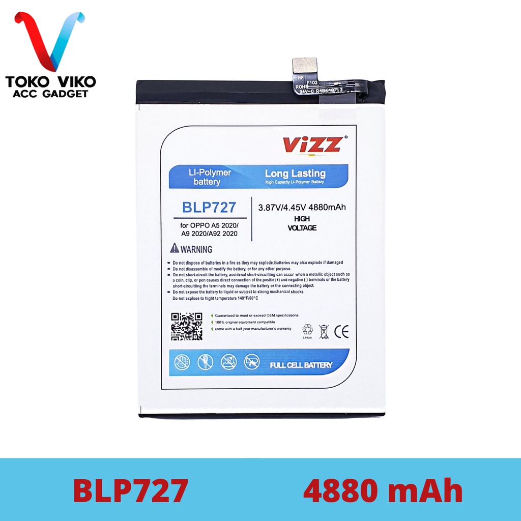 Vizz Oppo BLP727 A5 2020 / A9 2020 / A92 2020 Baterai Batre Original