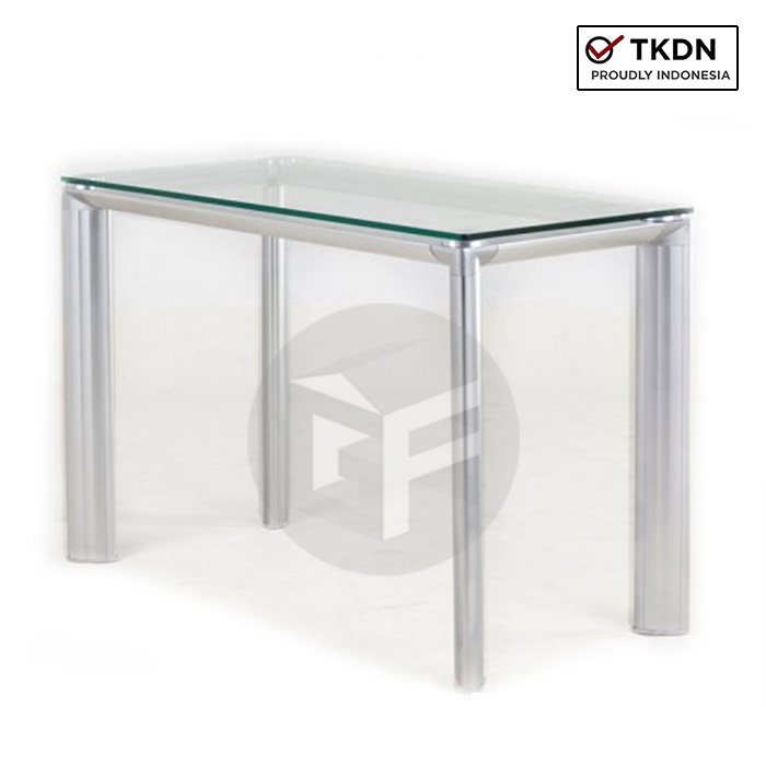 Meja Meeting Kaca / Meja Rapat Kerja Kantor Kaca Modern Minimalis Aditech Silver SQT 01