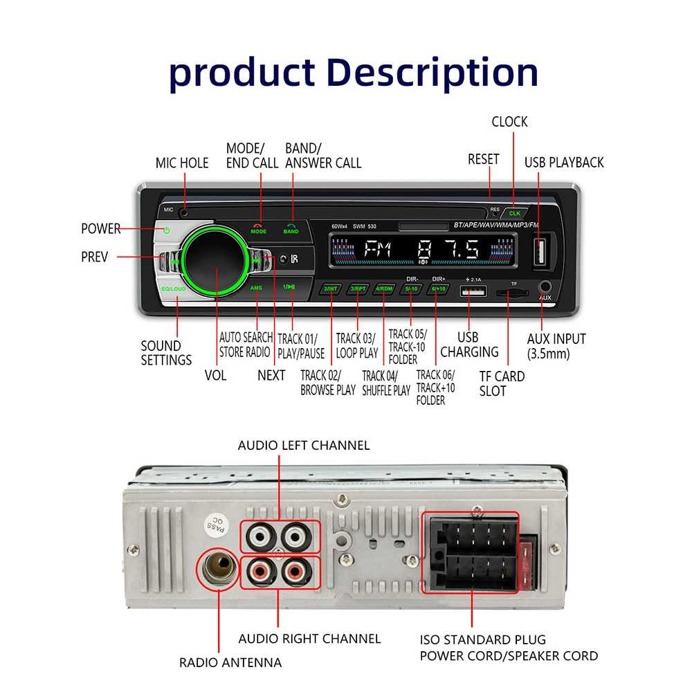 Occkic Tape Mobil MP3 Player Audio Car Bluetooth Hands Free Call - SWM530 - ELNK