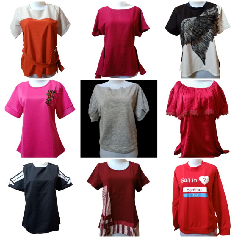 ATASAN BLOUSE  PREMIUM WANITA CROP BRANDED JUMBO PRELOVED PL SABRINA KATUN CREWNECK OFF SHOULDER XXL