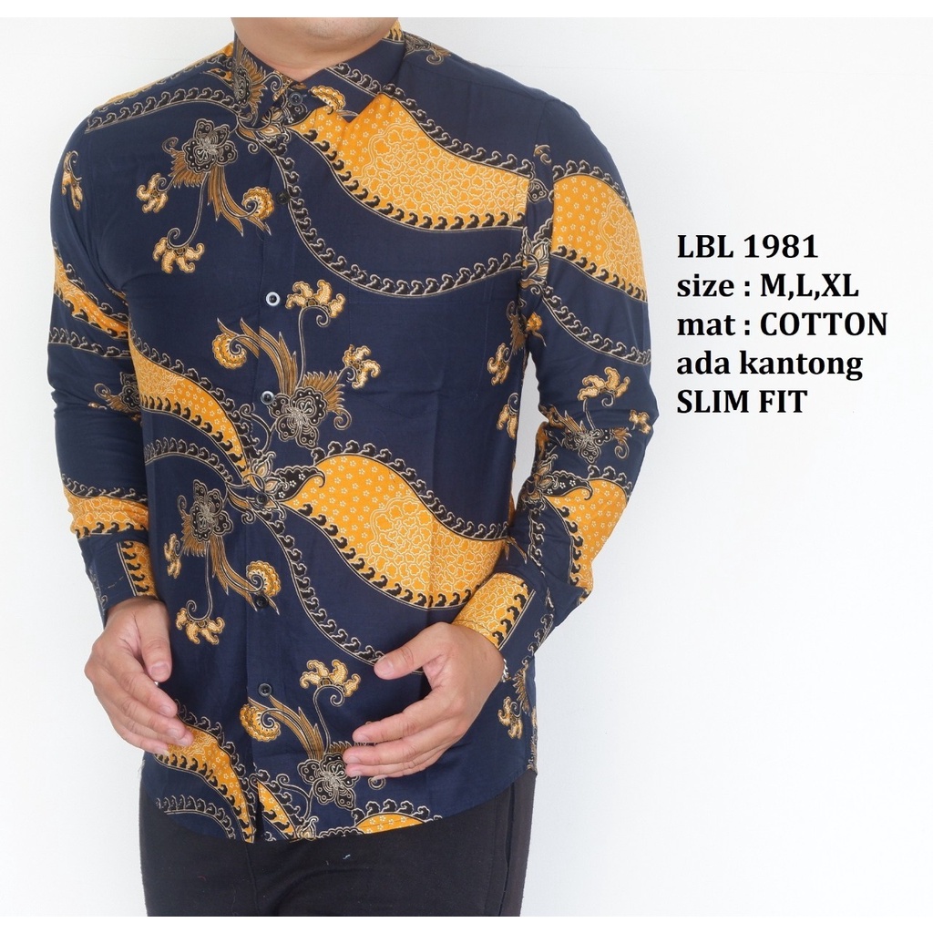KEMEJA BATIK PRIA SLIM FIT LENGAN PANJANG BAJU BATIK PRIA LBL1981