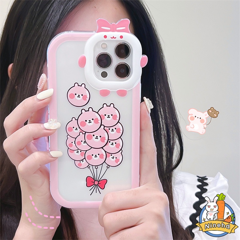 IPHONE Casing Kompatibel Untuk Iphone14 13 12 11 Pro Max X Xr Xs Max7 8 6 6s Plus Se2020Pink Piggy Balon Little Monster Lens Phone Case Shockproof Silikon Soft Case Cover Pelindung