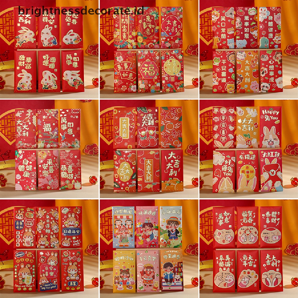 [Birth] 6pcs 2023tahun Kelinci Kartun Merah PacketChinese New Year Lucky Red Amplop Kreatif Musim Semi Festival Ulang Tahun Pernikahan Amplop Merah [ID]