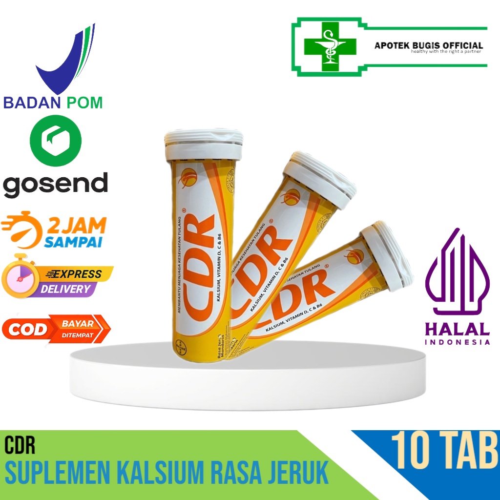 CDR Suplemen Kalsium Rasa Jeruk isi 10 Tablet CDR Vitamin Tulang