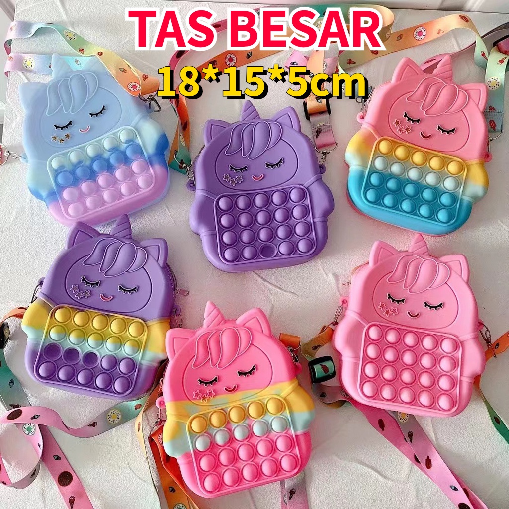 【MUAT HP】GROSIR JUMBO BESAR TAS ANAK POPIT JELLY / TAS POP IT ANAK SELEMPANG UNICORN / TAS POP IT ANAK JUMBO