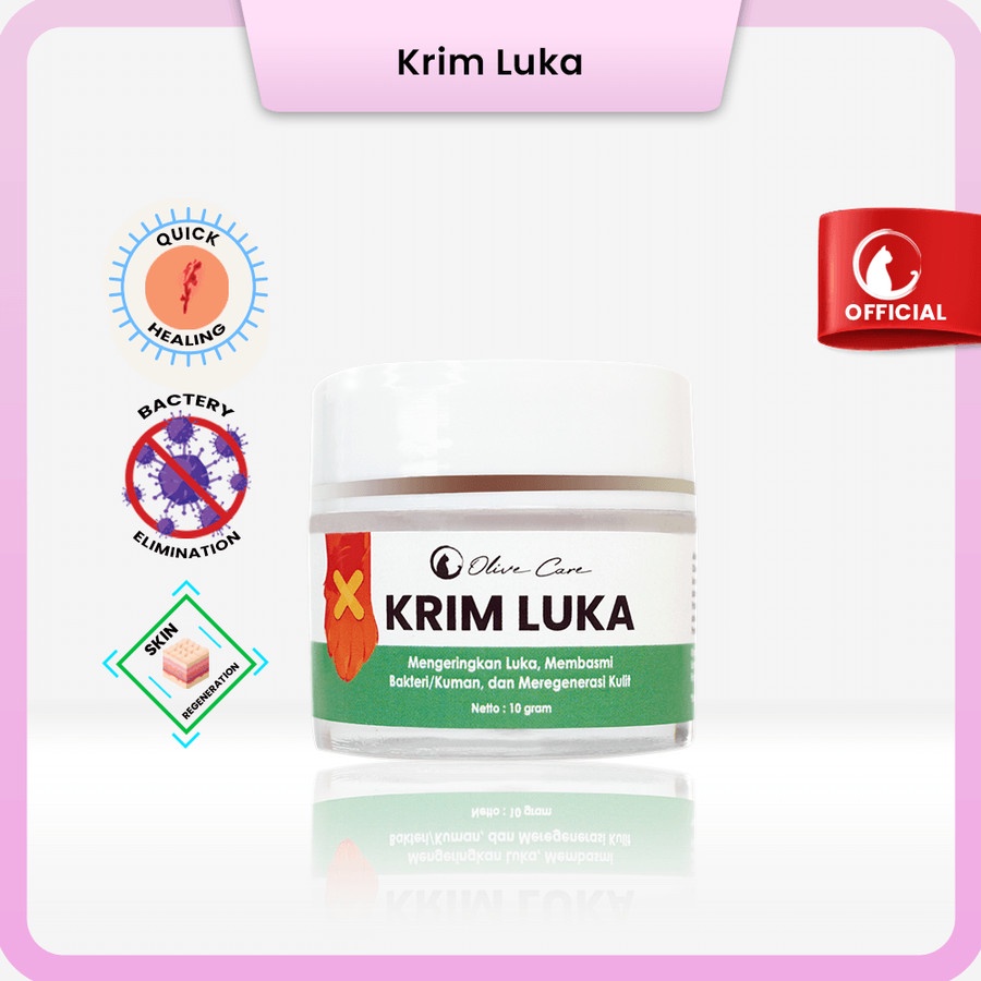 OLIVE CARE Salep Krim Kucing KRIM LUKA untuk Kulit Luka Basah dan Kering, Luka Berdarah, Koreng, Cegah Infeksi dan Regenerasi Kulit