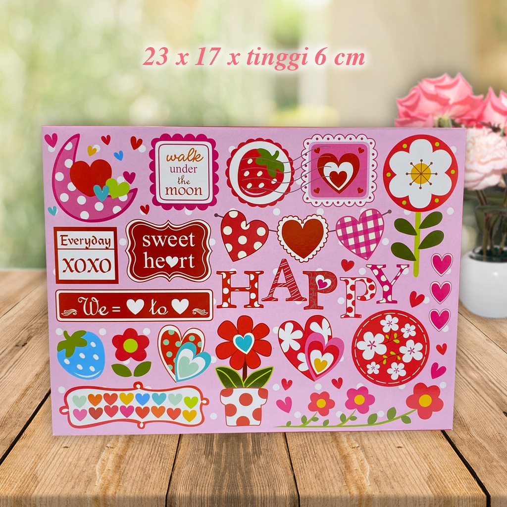 

Kardus Die Cut / hampers/ gift box Motif Hati Uk 23x17x6 cm dan 25.32.7 cm