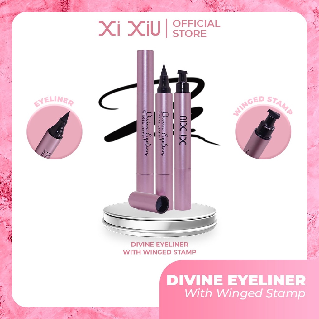 XI XIU DIVINE LIQUID EYELINER PEN WATERPROOF BLACK WITH STAMP - EYELINER XI XIU